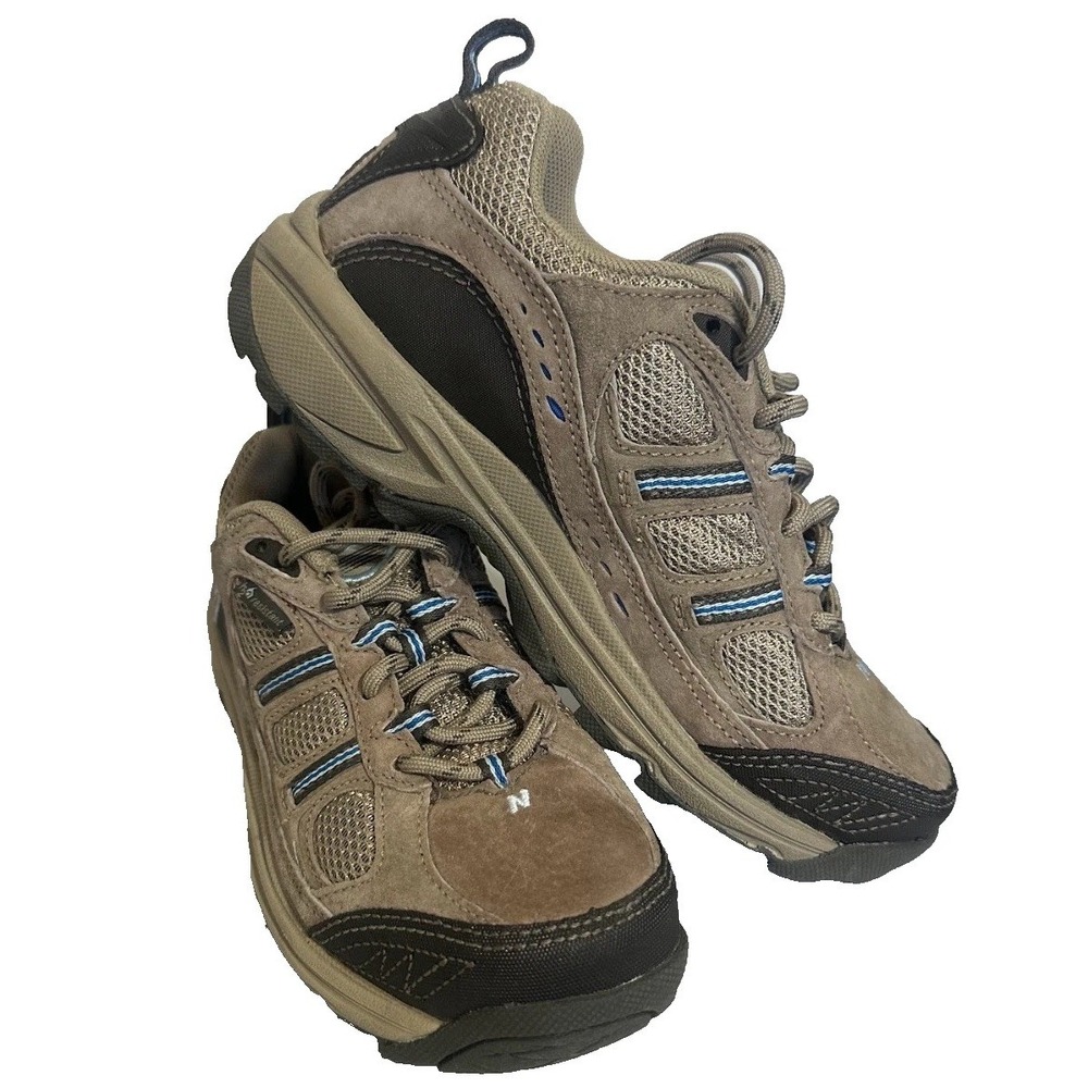 New Balance 536 Athletic Sneakers Taupe Brown Blue Suede Mesh Womens Size 7